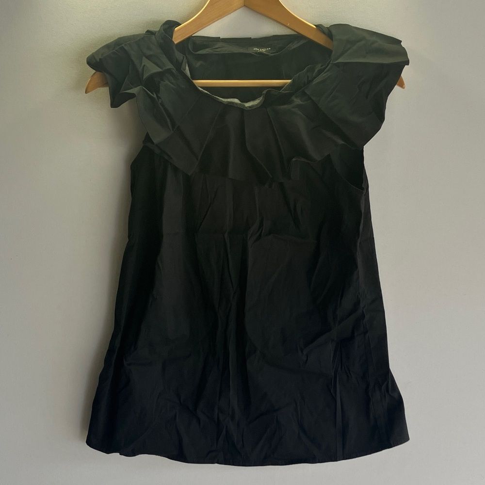 Ann Taylor Black Cap Sleeve Blouse